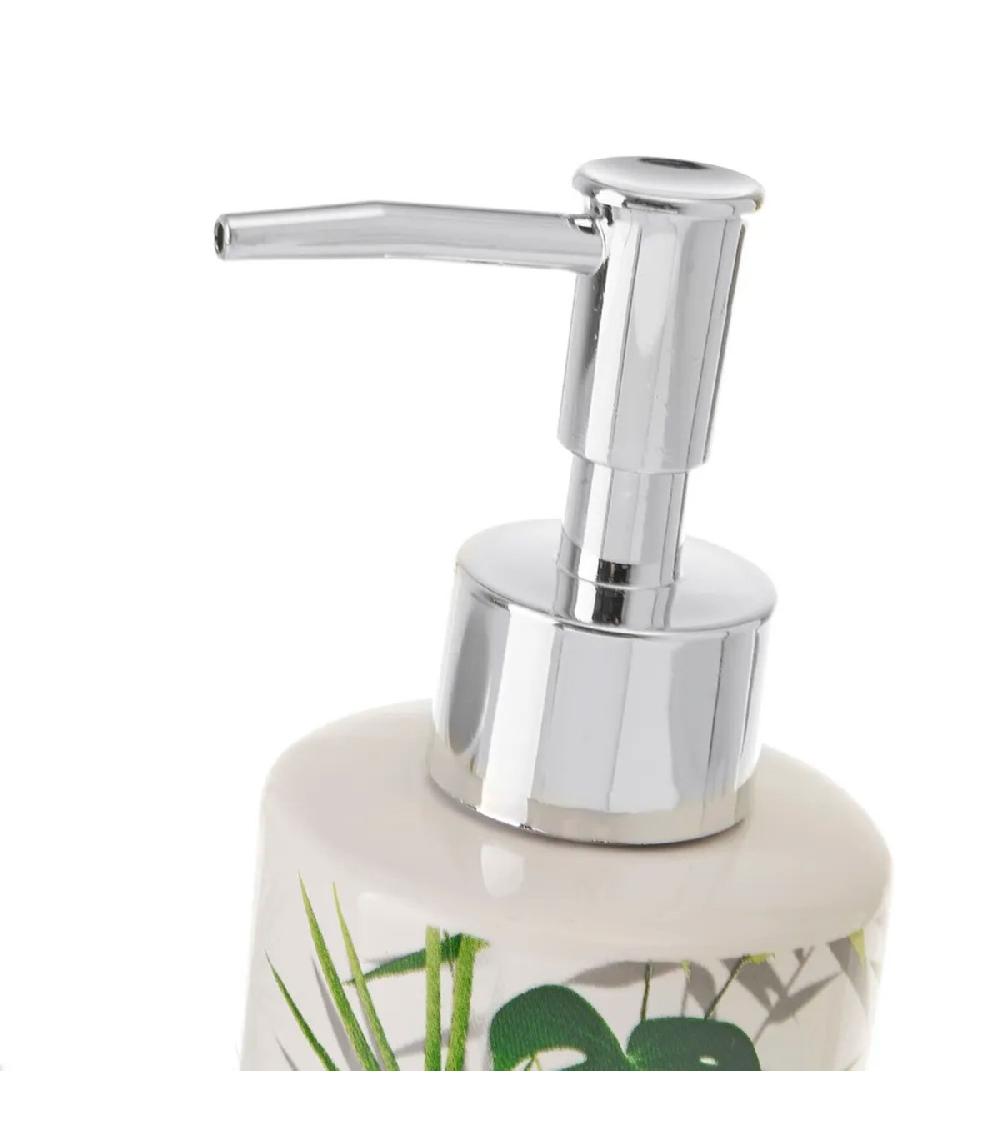 Wadiga Set Salle De Bain Feuillage Vert - Distributeur Savon + Verre