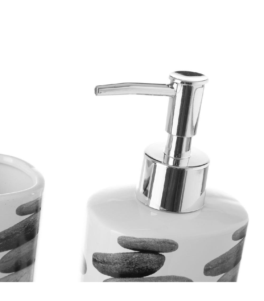 Wadiga Set Salle De Bain Galets - Distributeur Savon + Verre