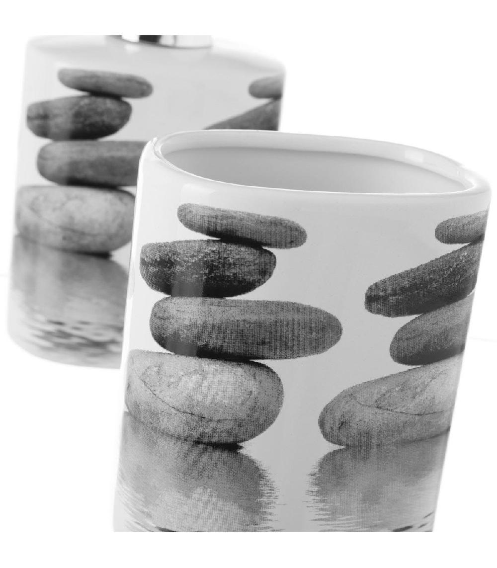 Wadiga Set Salle De Bain Galets - Distributeur Savon + Verre