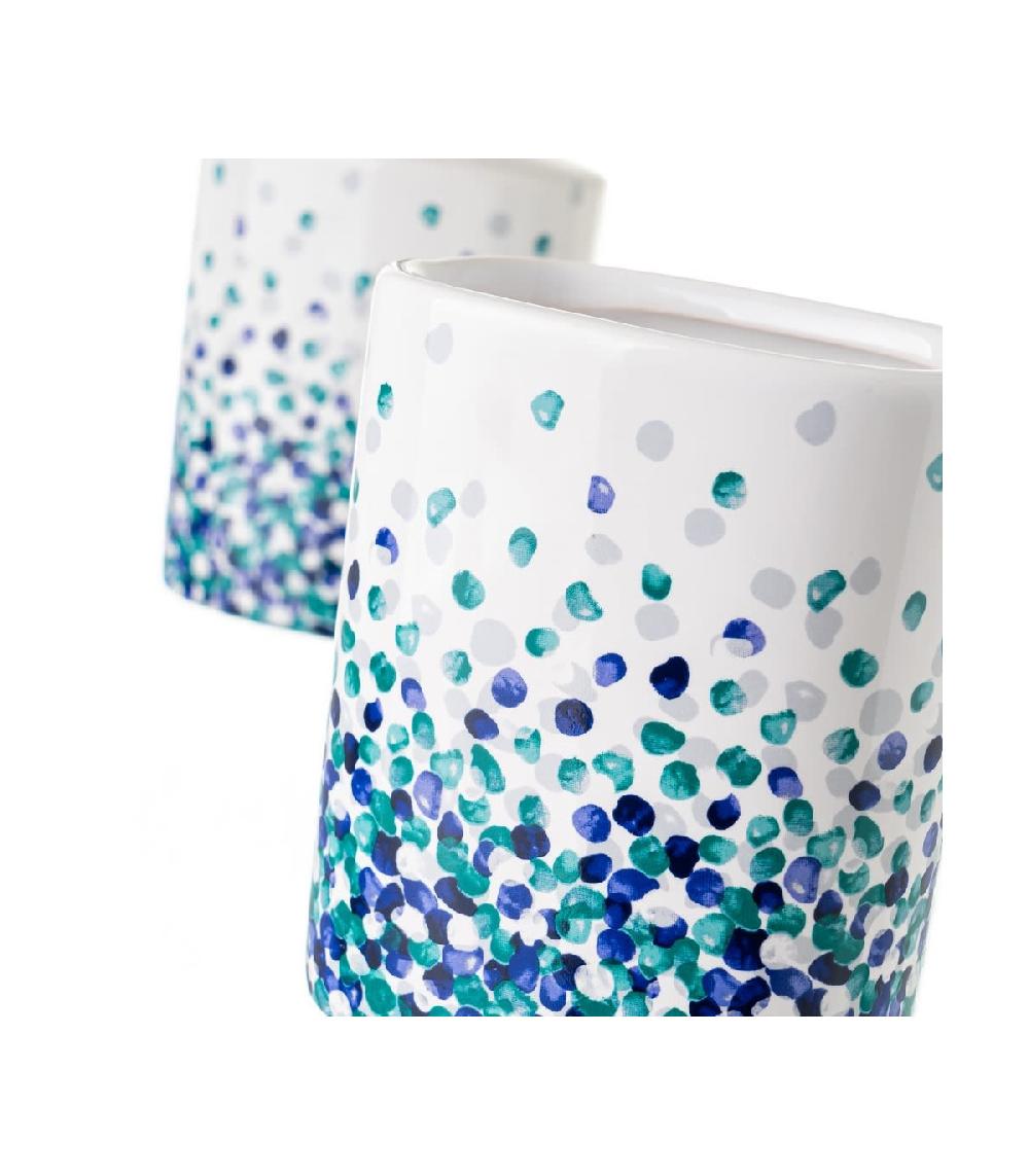 Wadiga Set Salle De Bain Pétales Bleus - Distributeur Savon + Verre
