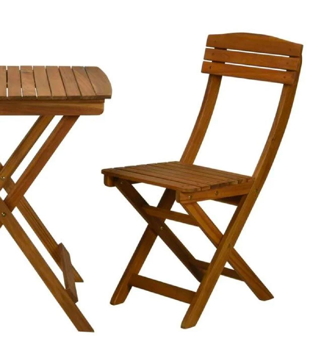 Wadiga Set Table + 2 Chaises De Jardin Pliable En Bois D'acacia