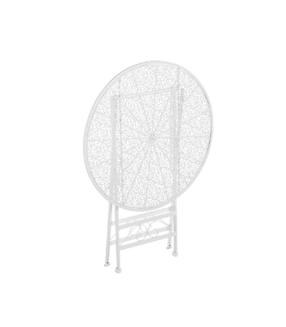 Wadiga Set Table + 2 Chaises De Jardin Pliable En Métal Blanc