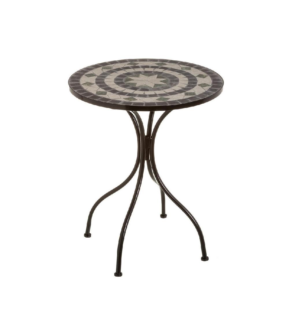 Wadiga Set Table + 2 Chaises De Jardin Pliable En Métal Noir Et Céramique Vert