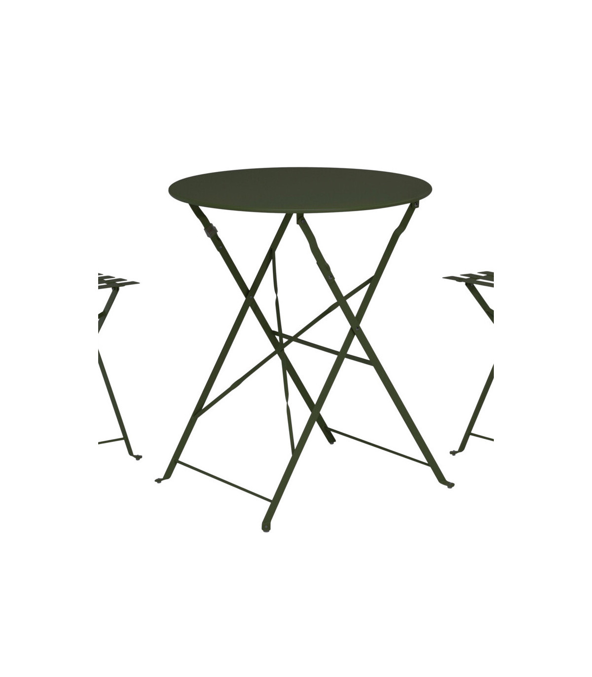 Wadiga Set Table + 2 Chaises De Jardin Pliable En Métal Vert Foncé Bistrot