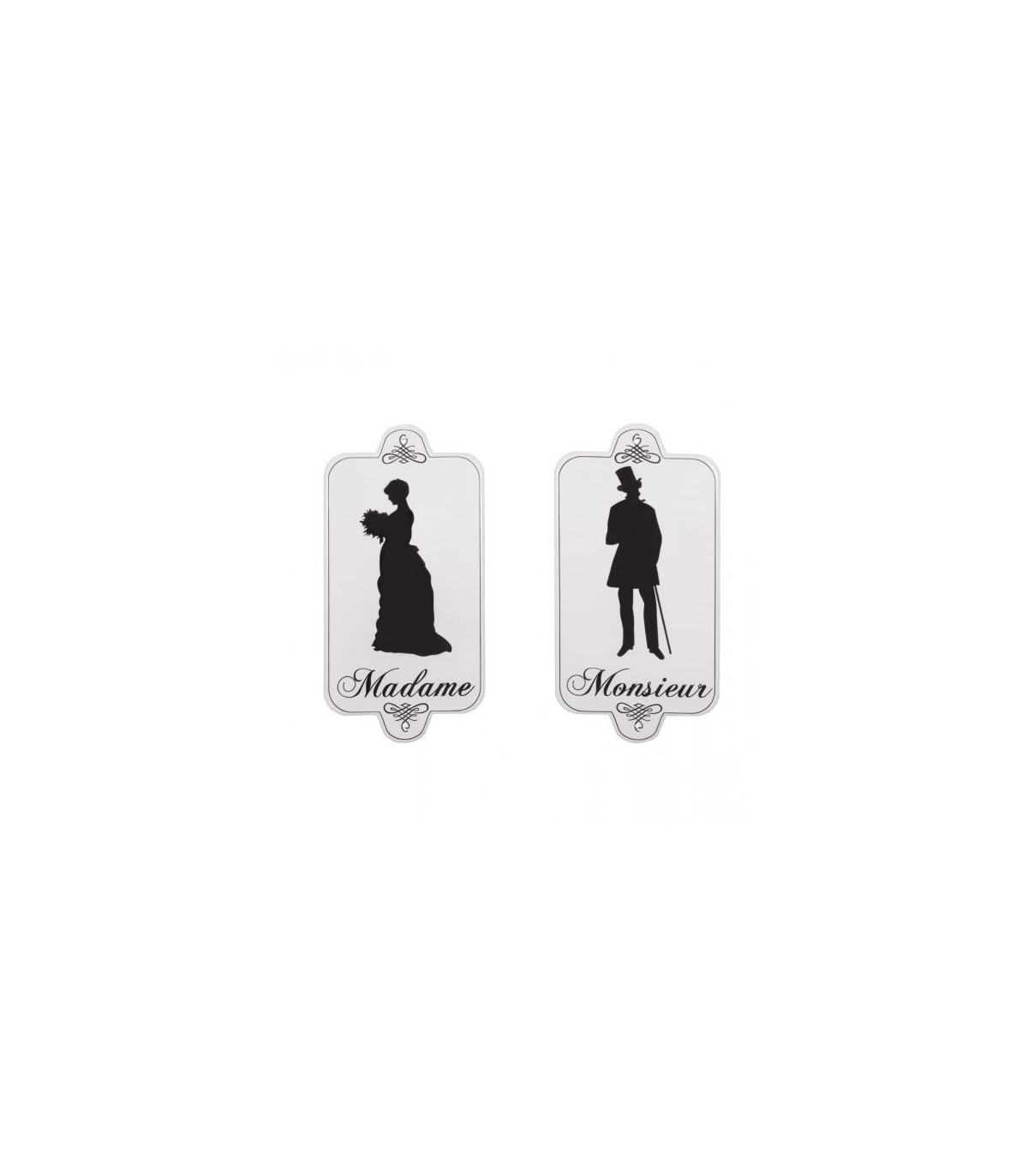 wadiga Signalétique Porte Toilettes en Métal Noir et Blanc Homme Femme- 33cm
