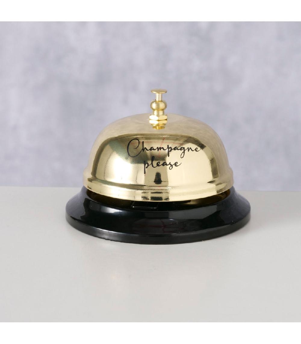 Wadiga Sonnette De Comptoir Métal Doré Et Noir 8.5x8.5x6cm