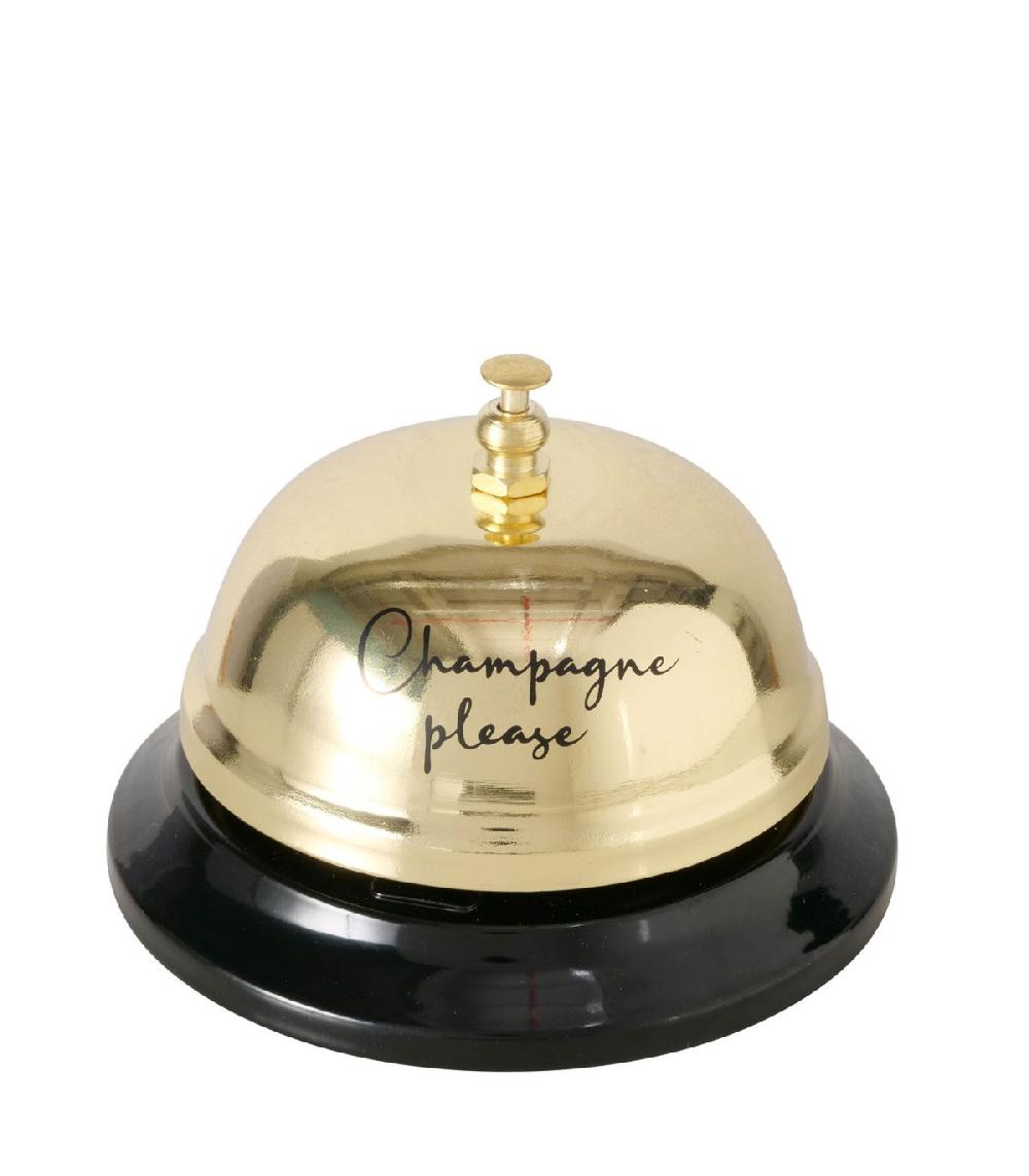 wadiga Sonnette de comptoir métal doré et noir 8.5x8.5x6cm