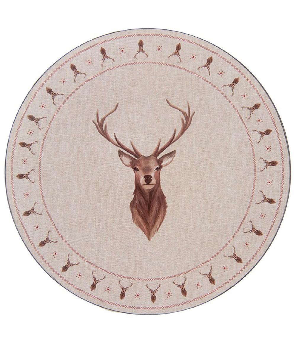 wadiga Sous assiette en polypropylène motif cerf 33x33x1cm