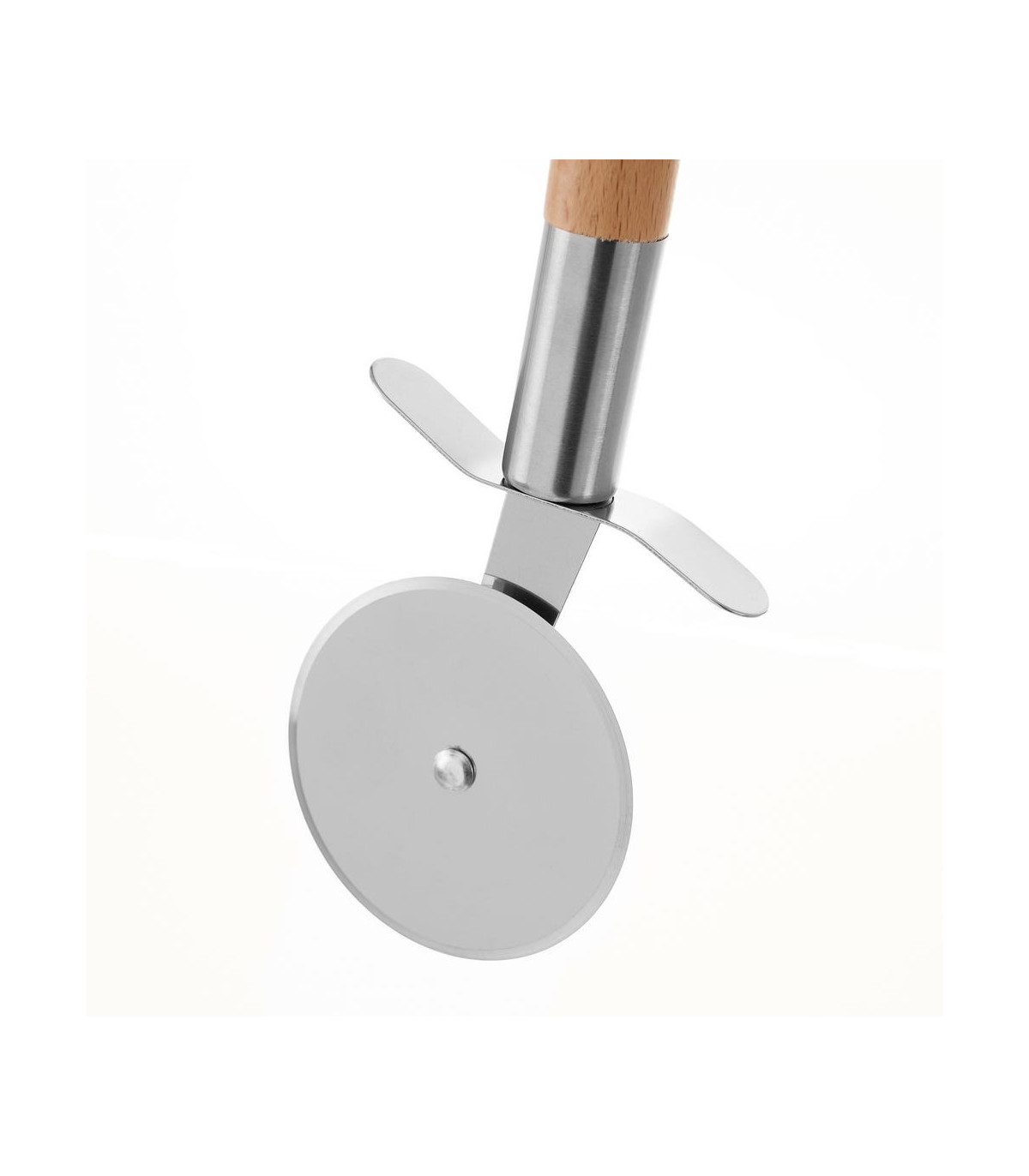 Wadiga Spatule + Roulette à Pizza En Bois Hêtre Et Métal Chromé