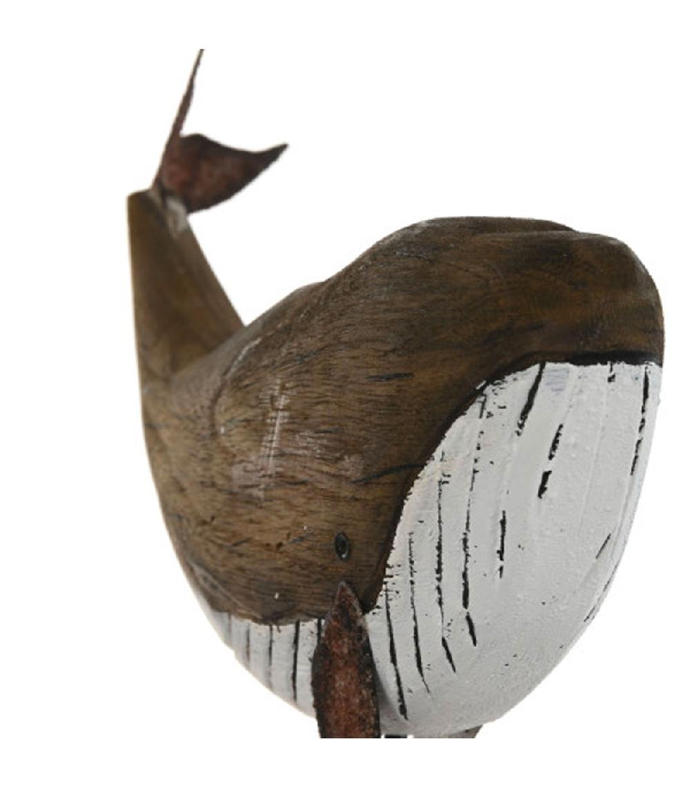 Wadiga Statue Déco à Poser Bois Et Métal Baleine 29x6.5x26cm