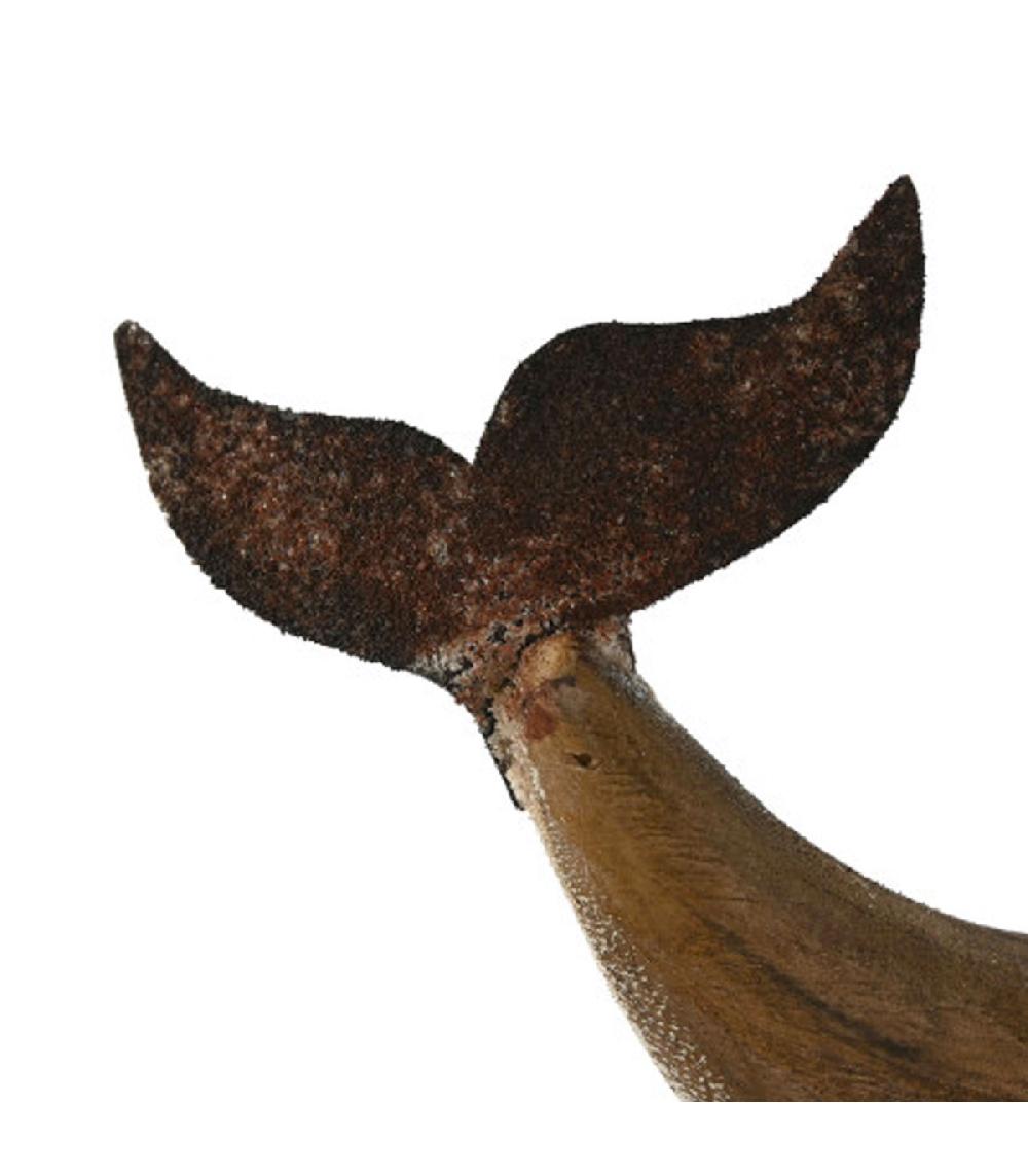 Wadiga Statue Déco à Poser Bois Et Métal Baleine 29x6.5x26cm