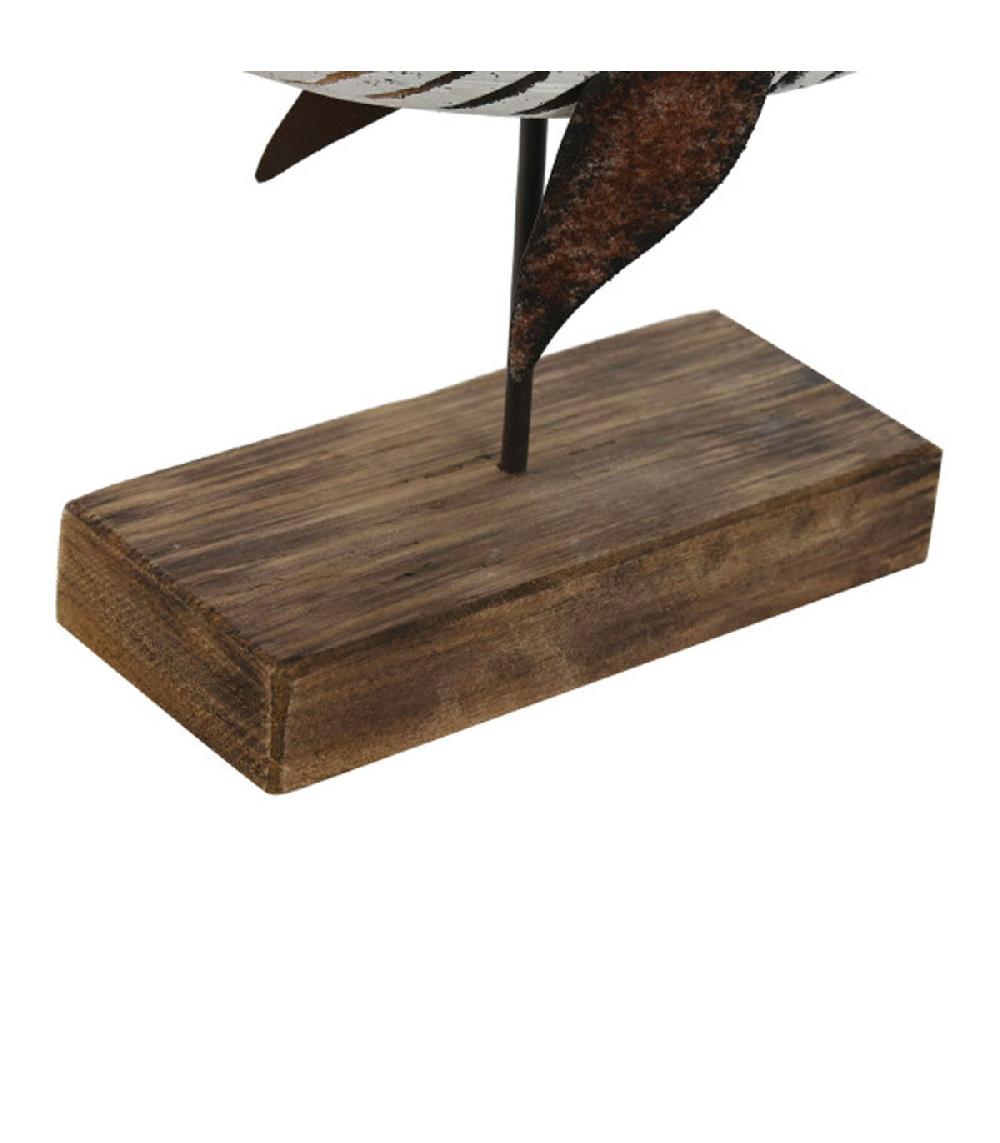 Wadiga Statue Déco à Poser Bois Et Métal Baleine 29x6.5x26cm