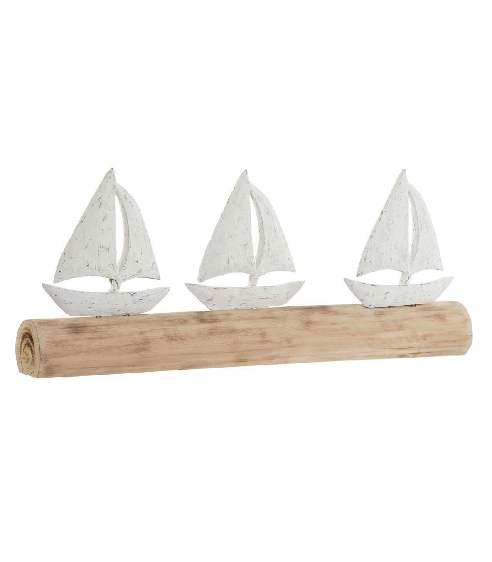 wadiga Statue déco à poser en bois de mangue bateaux 62x8.5x25.5cm