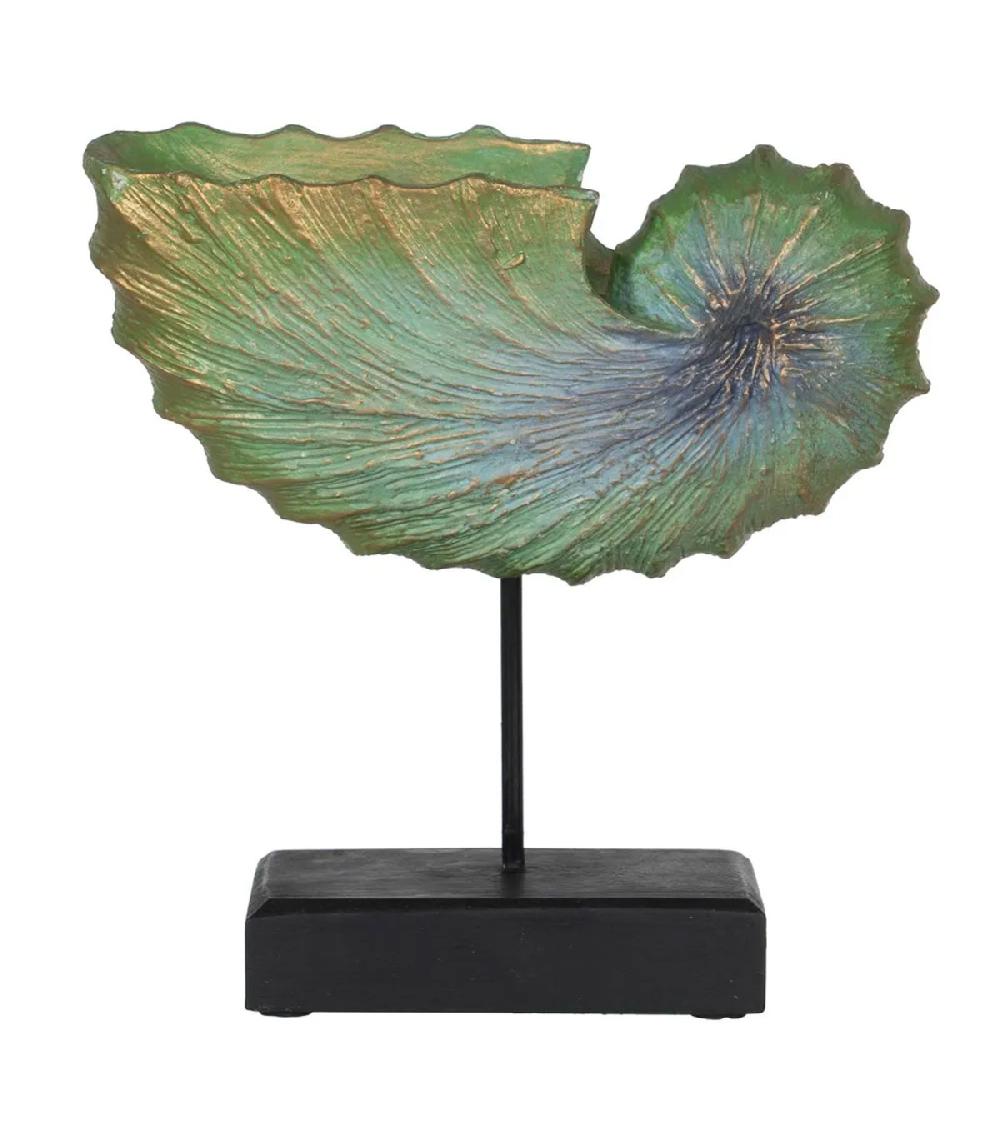Wadiga Statue Déco à Poser Escargot De Mer En Bois D'albasia Et Métal 30x12x30cm