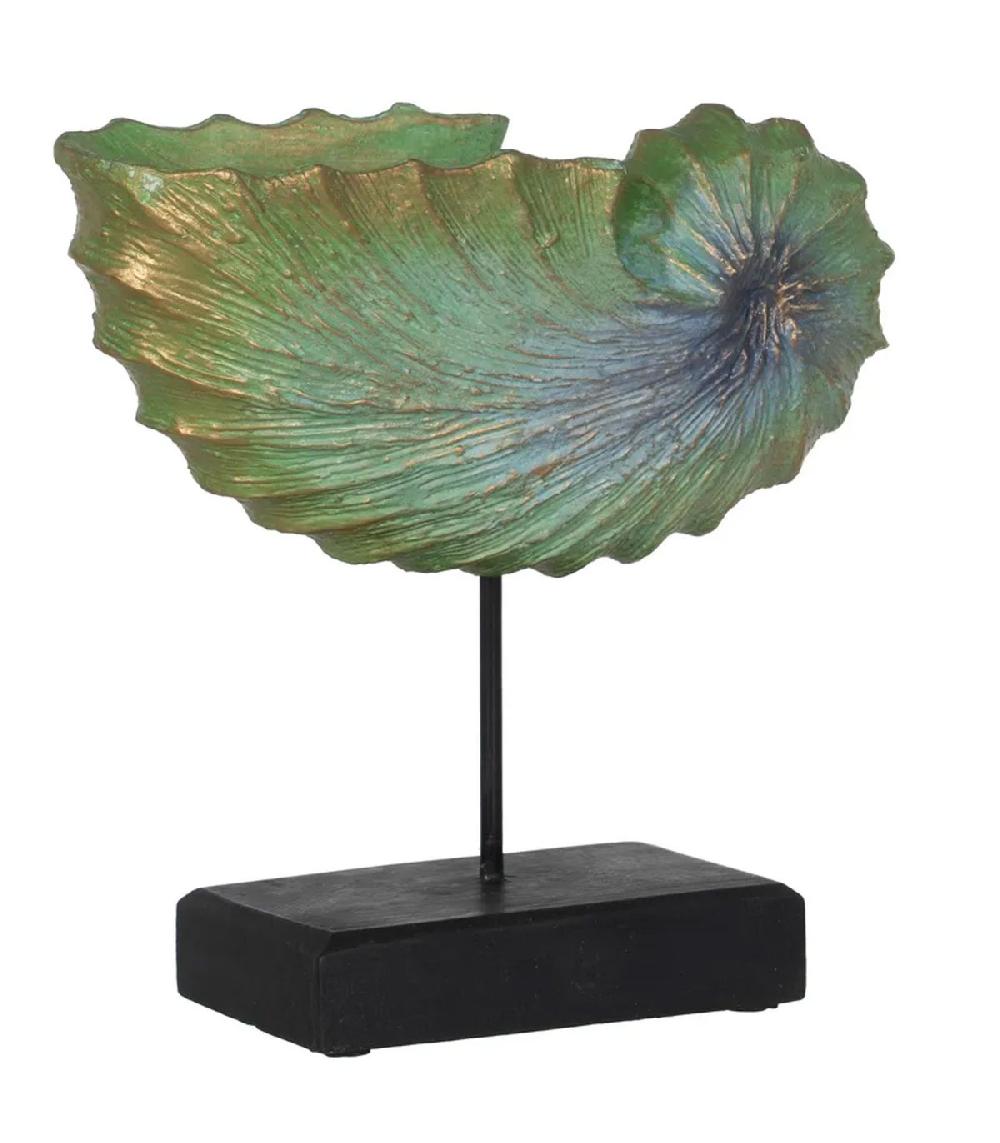 wadiga Statue déco à poser escargot de mer en bois d'albasia et métal 30x12x30cm