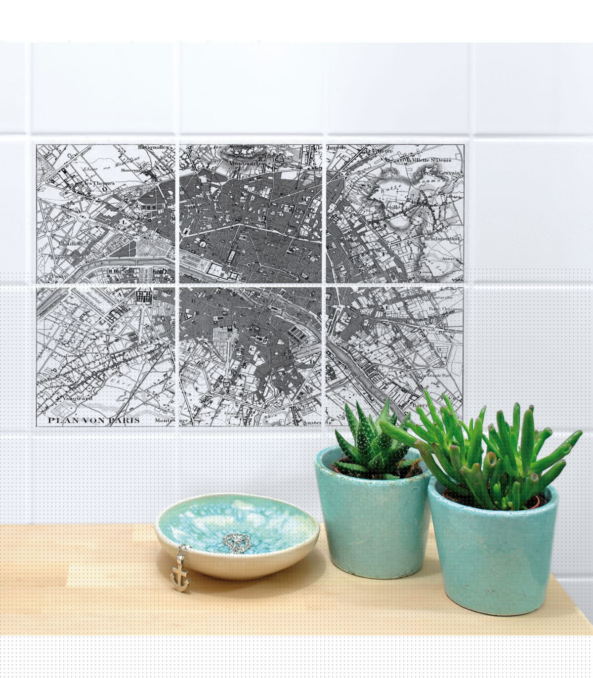 Wadiga Stickers Pour Carrelage Noir Et Transparent Paris - Set De 6