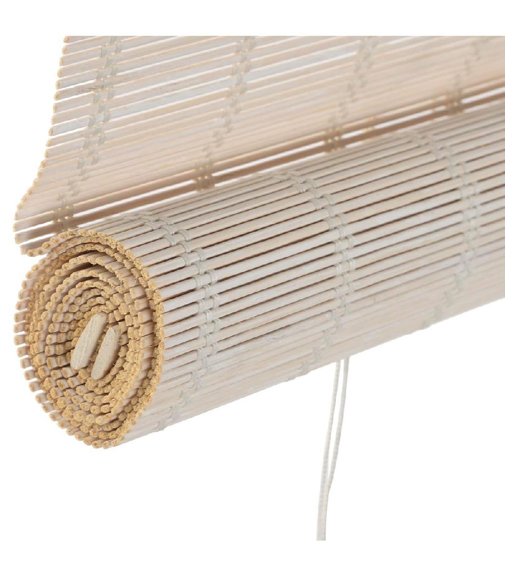 Wadiga Store Enrouleur Intérieur En Bambou Blanc 120x2x175cm
