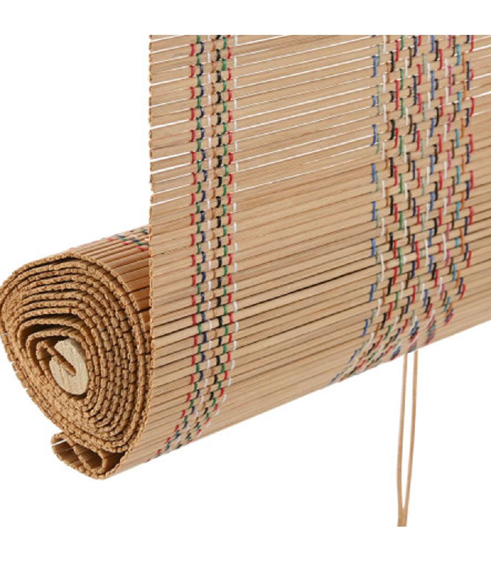 Wadiga Store Enrouleur Intérieur En Bambou Et Fils Multicolores 120x2x230cm