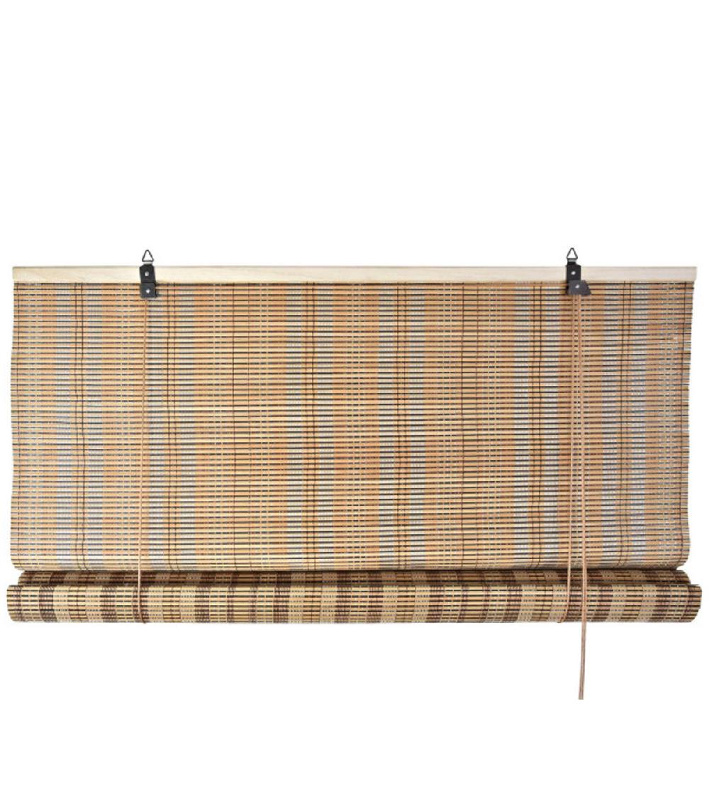 wadiga Store enrouleur pour intérieur bicolore en bambou 120x3x175cm