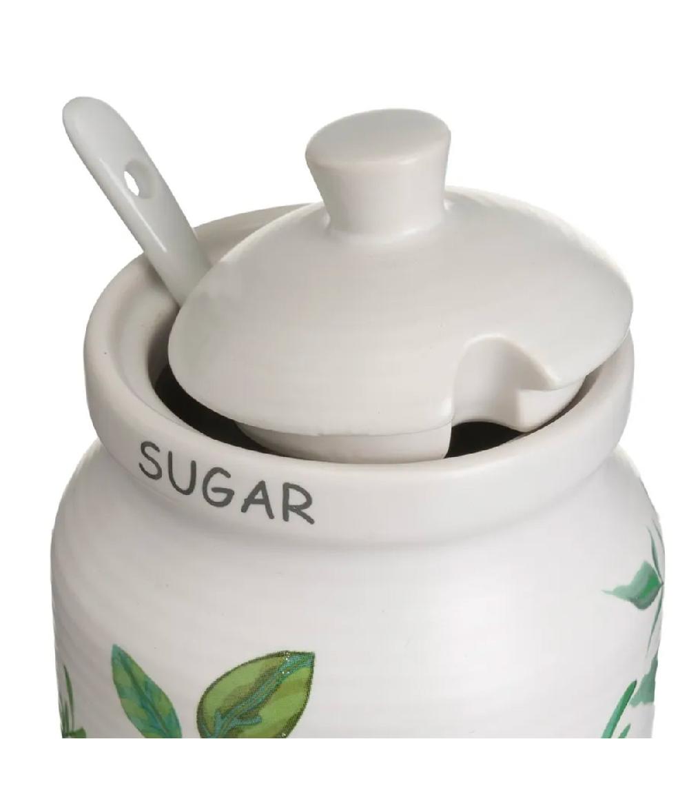 Wadiga Sucrier + Pot à Lait En Céramique Blanche Motif Feuillage