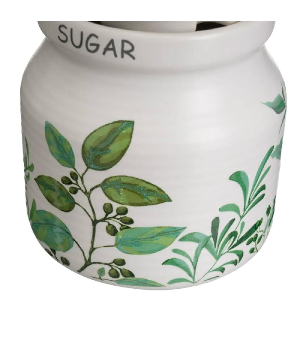 Wadiga Sucrier + Pot à Lait En Céramique Blanche Motif Feuillage