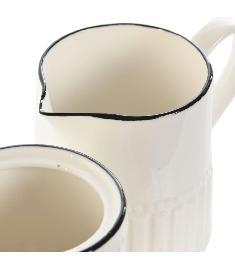 Wadiga Sucrier + Pot à Lait En Porcelaine Blanche Et Noire