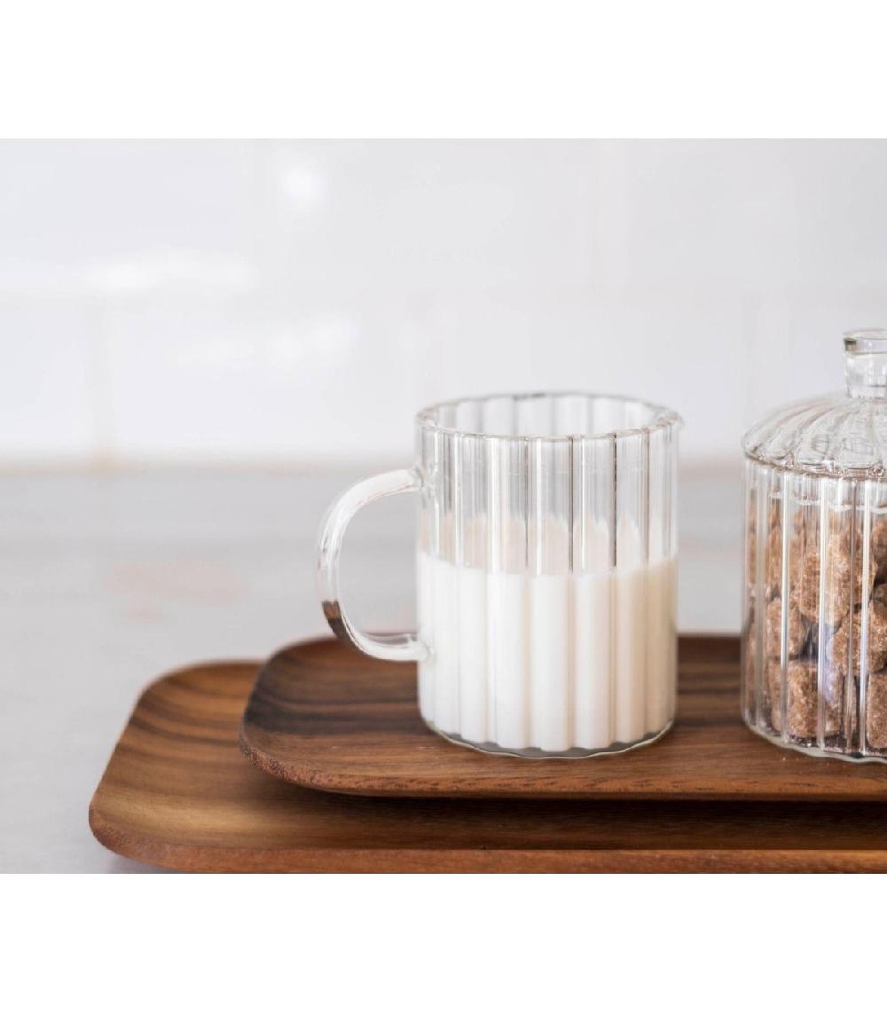 Wadiga Sucrier + Pot à Lait En Verre Strié Transparent