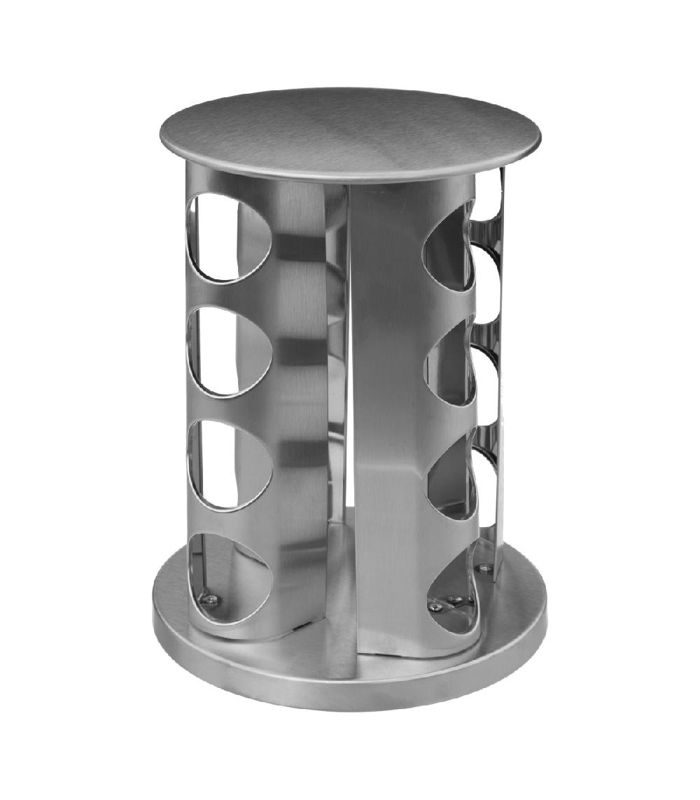 Wadiga Support à épices Rotatif Inox Et Ses 16 Pots Verre