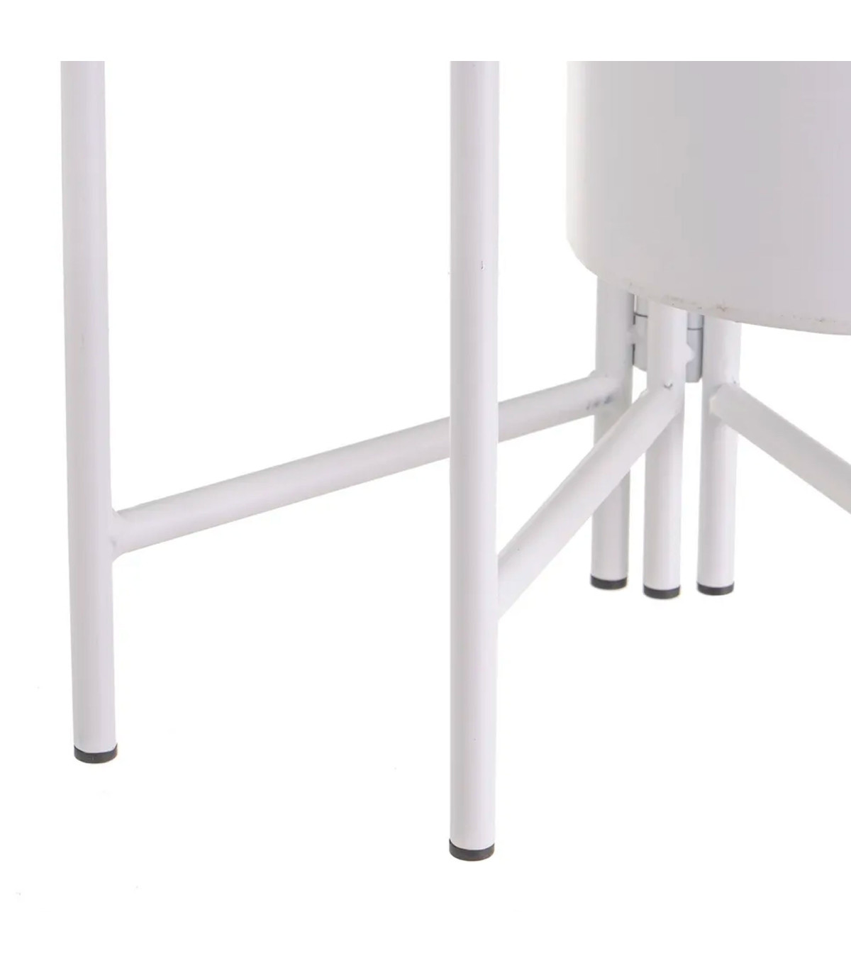 Wadiga Support Pot Plante Triple Articulé Métal Blanc 38x19x65cm
