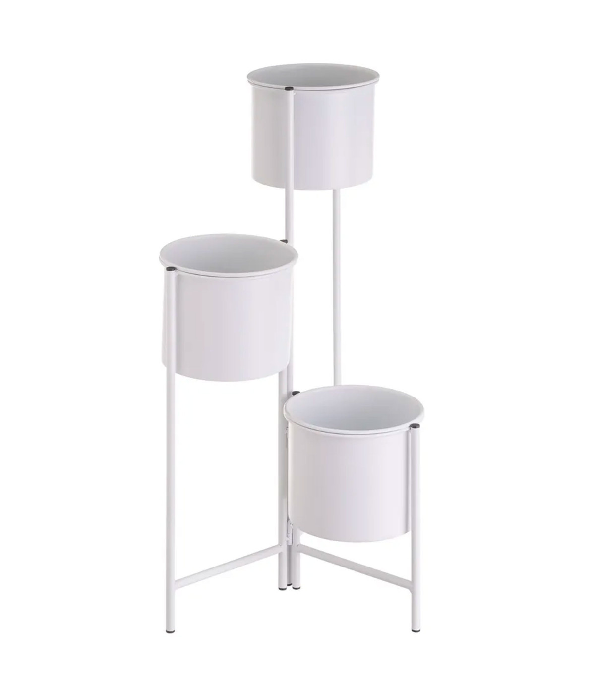 wadiga Support pot plante triple articulé métal blanc 38x19x65cm
