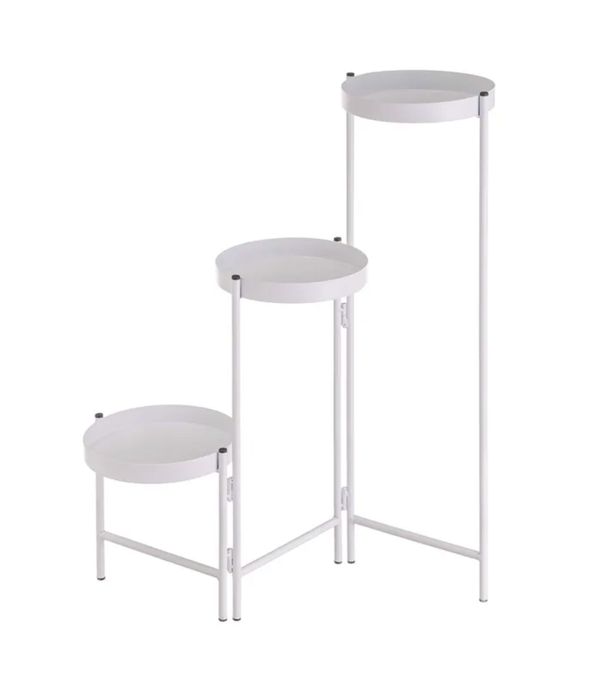 wadiga Support pot plante triple articulé métal blanc 60x19x60cm