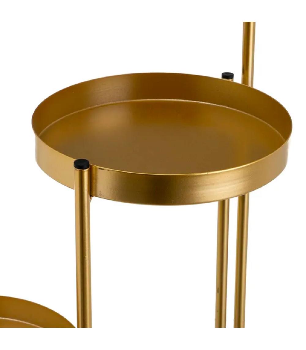 Wadiga Support Pot Plante Triple Articulé Métal Doré 60x19x60cm