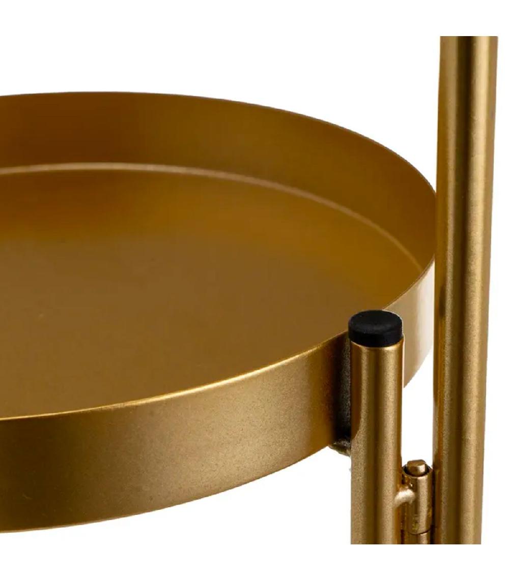 Wadiga Support Pot Plante Triple Articulé Métal Doré 60x19x60cm