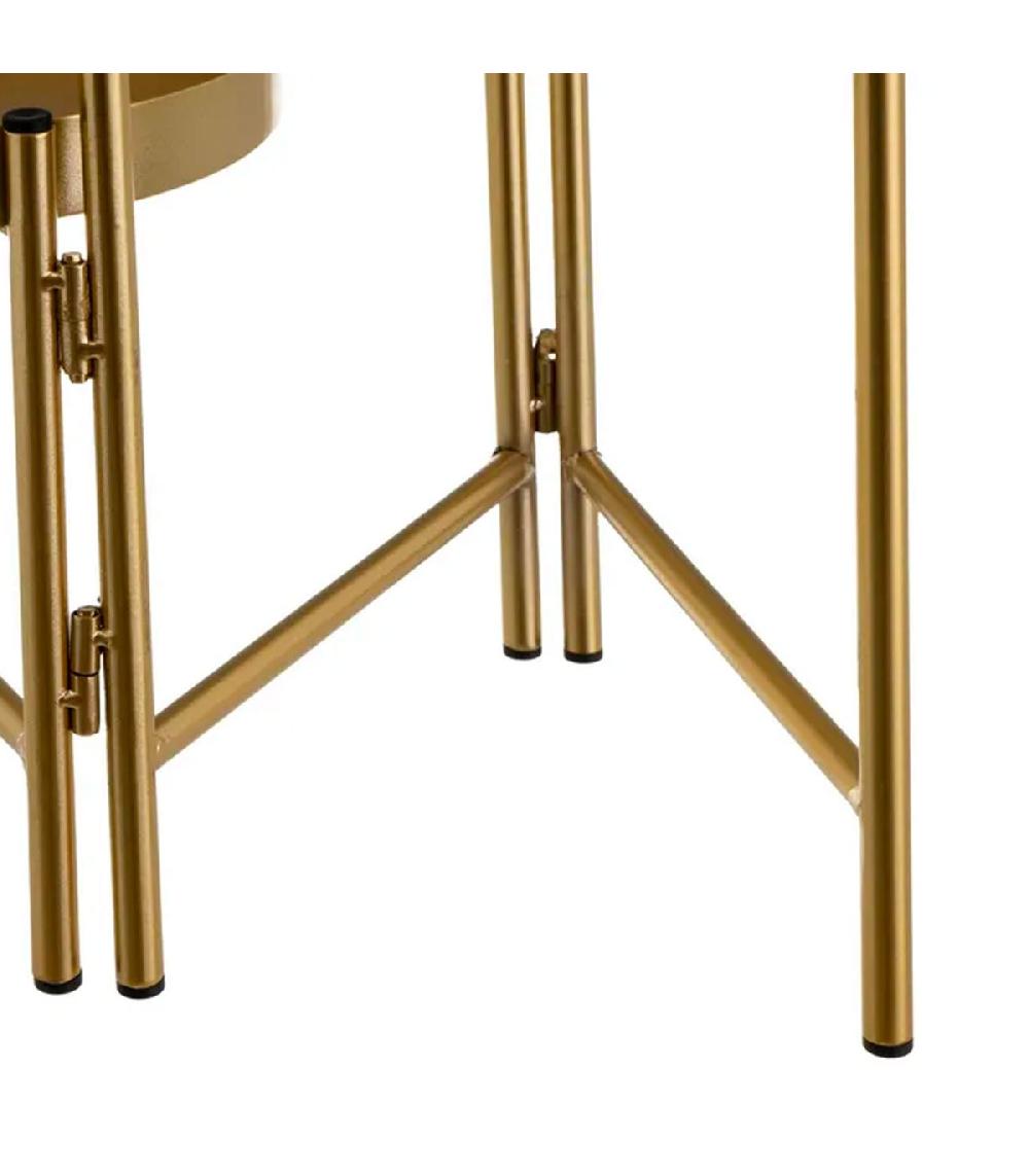 Wadiga Support Pot Plante Triple Articulé Métal Doré 60x19x60cm