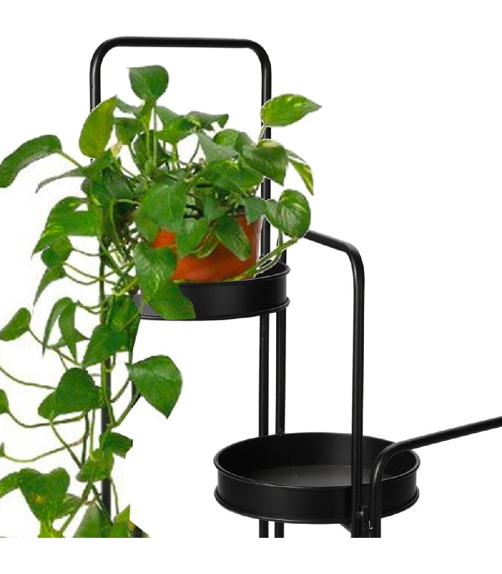 Wadiga Support Pot Plante Triple Articulé Métal Noir