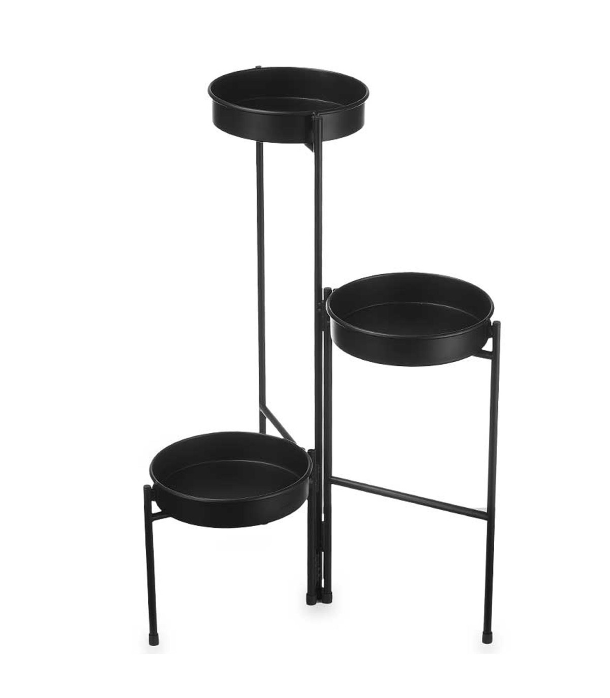 wadiga Support pot plante triple articulé métal noir 32x46x62cm