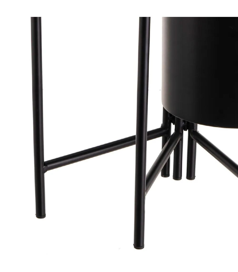 Wadiga Support Pot Plante Triple Articulé Métal Noir 38x19x65cm
