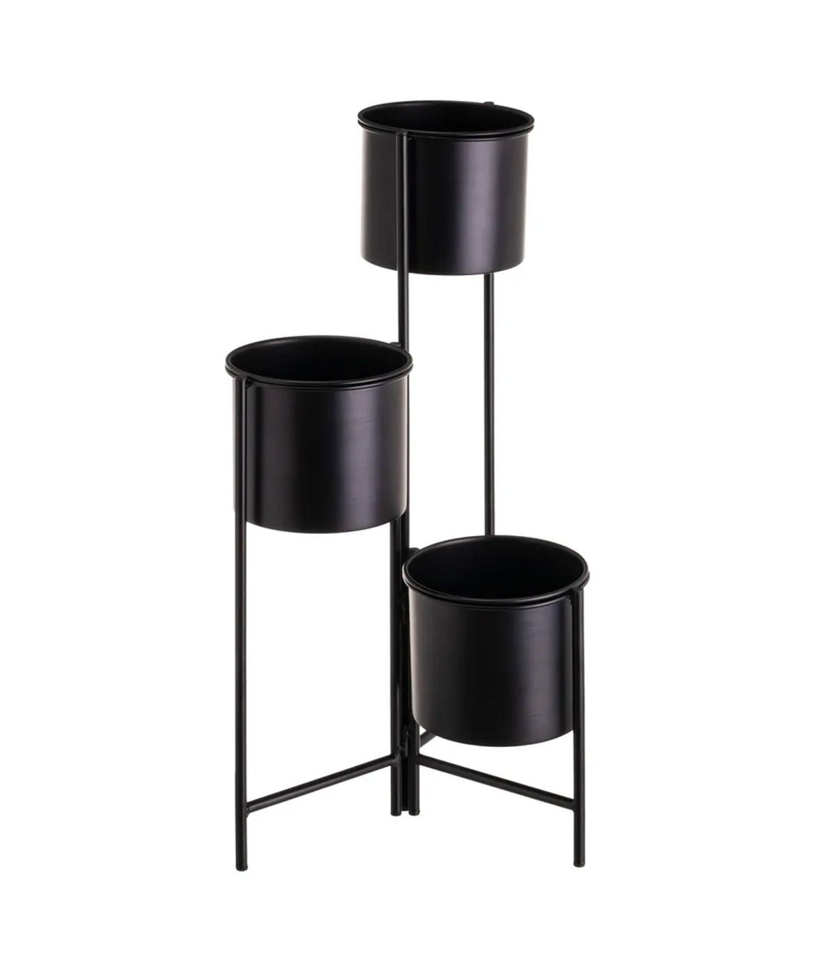 wadiga Support pot plante triple articulé métal noir 38x19x65cm