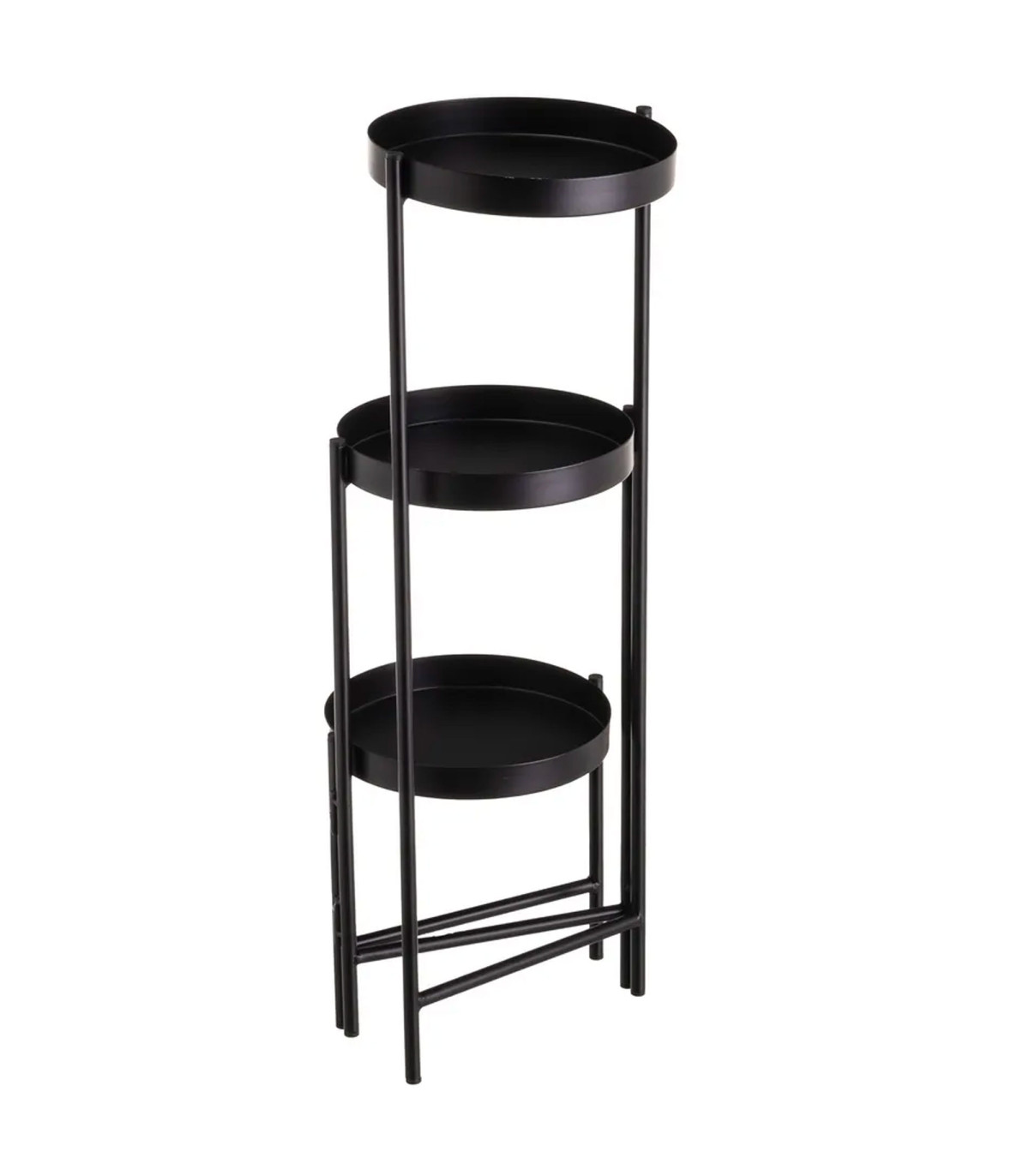Wadiga Support Pot Plante Triple Articulé Métal Noir 60x19x60cm