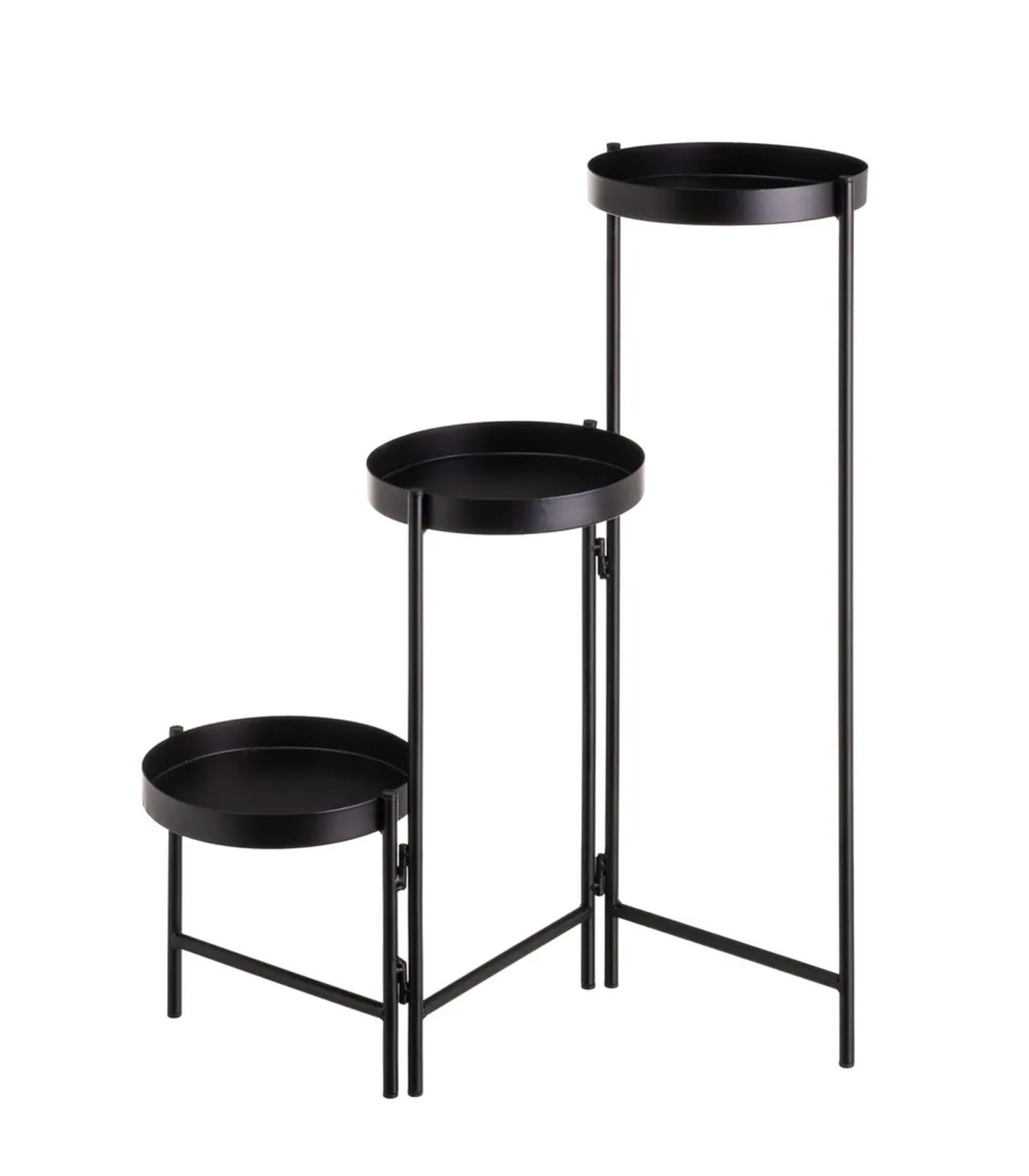 wadiga Support pot plante triple articulé métal noir 60x19x60cm