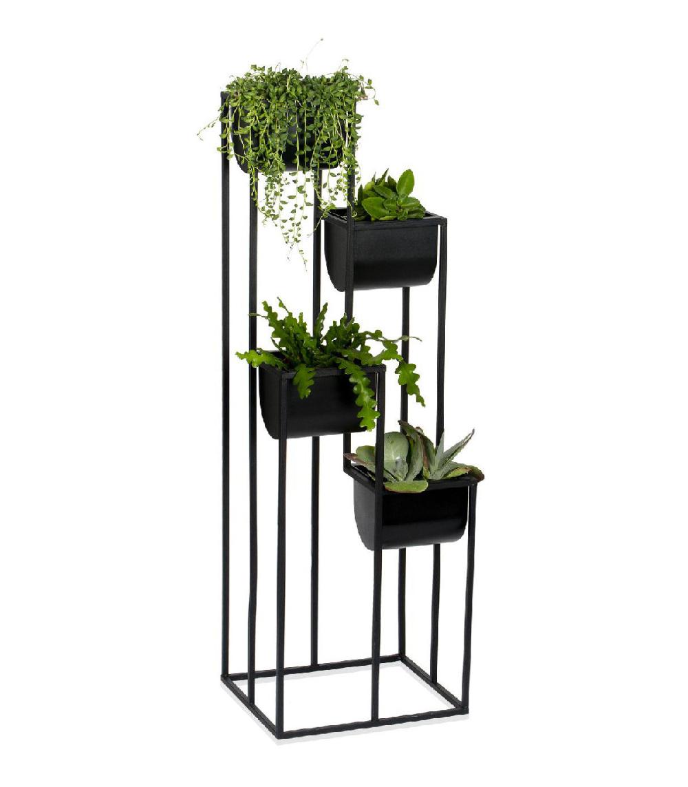 Wadiga Support Pots Plantes étagé En Métal Noir - 33 5x29x100cm