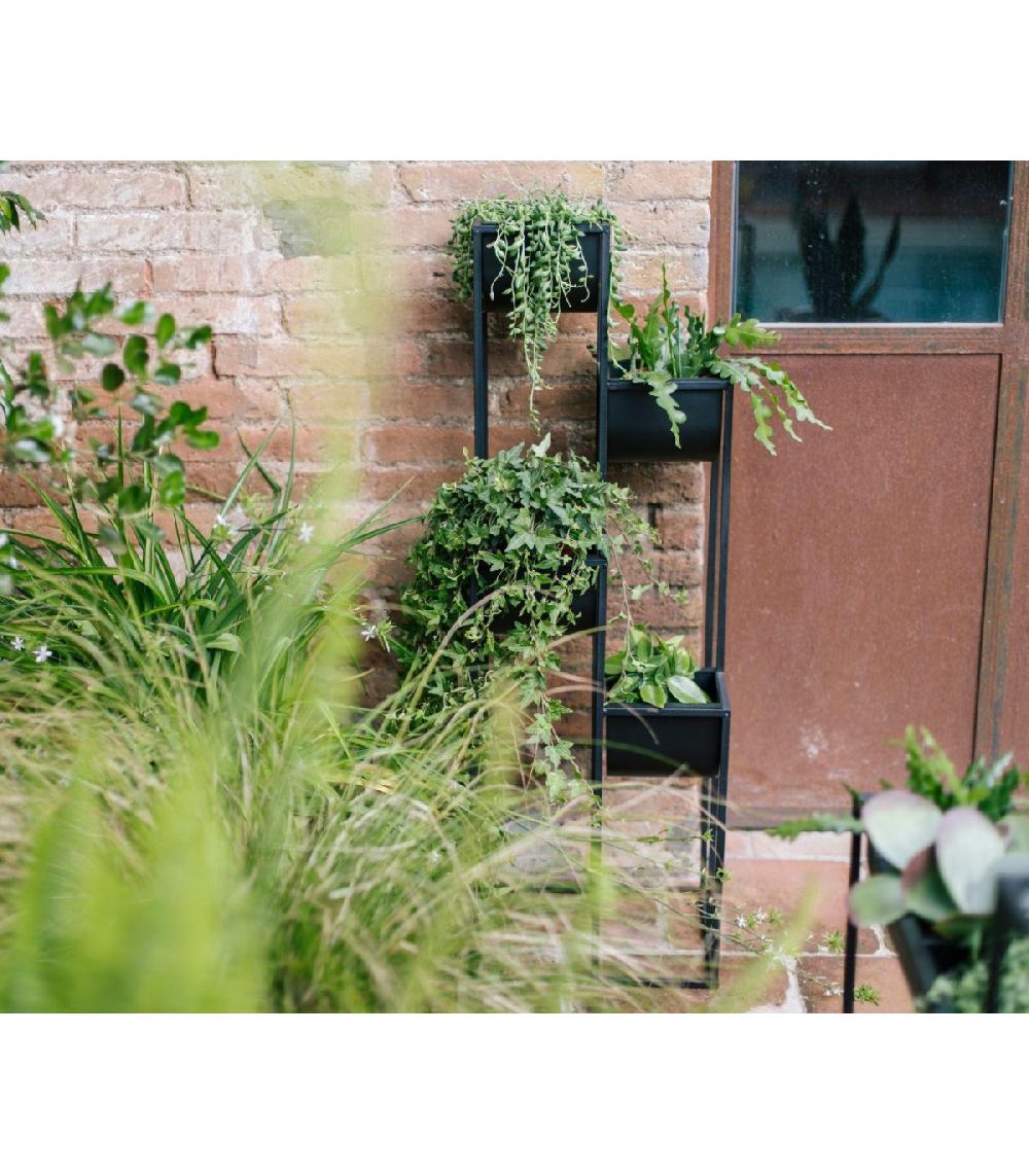 Wadiga Support Pots Plantes étagé En Métal Noir - 33 5x29x100cm