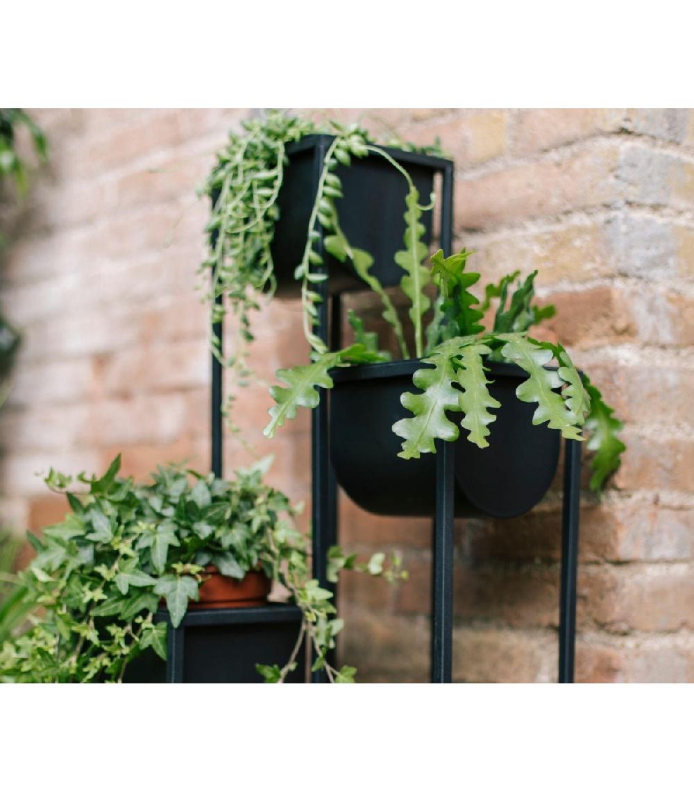 Wadiga Support Pots Plantes étagé En Métal Noir - 33 5x29x100cm
