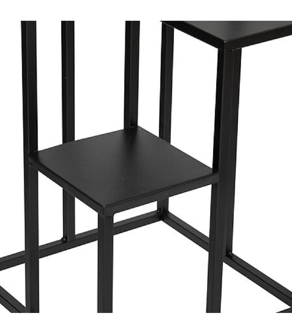 Wadiga Support Pots Plantes étagé En Métal Noir 36x36x87cm