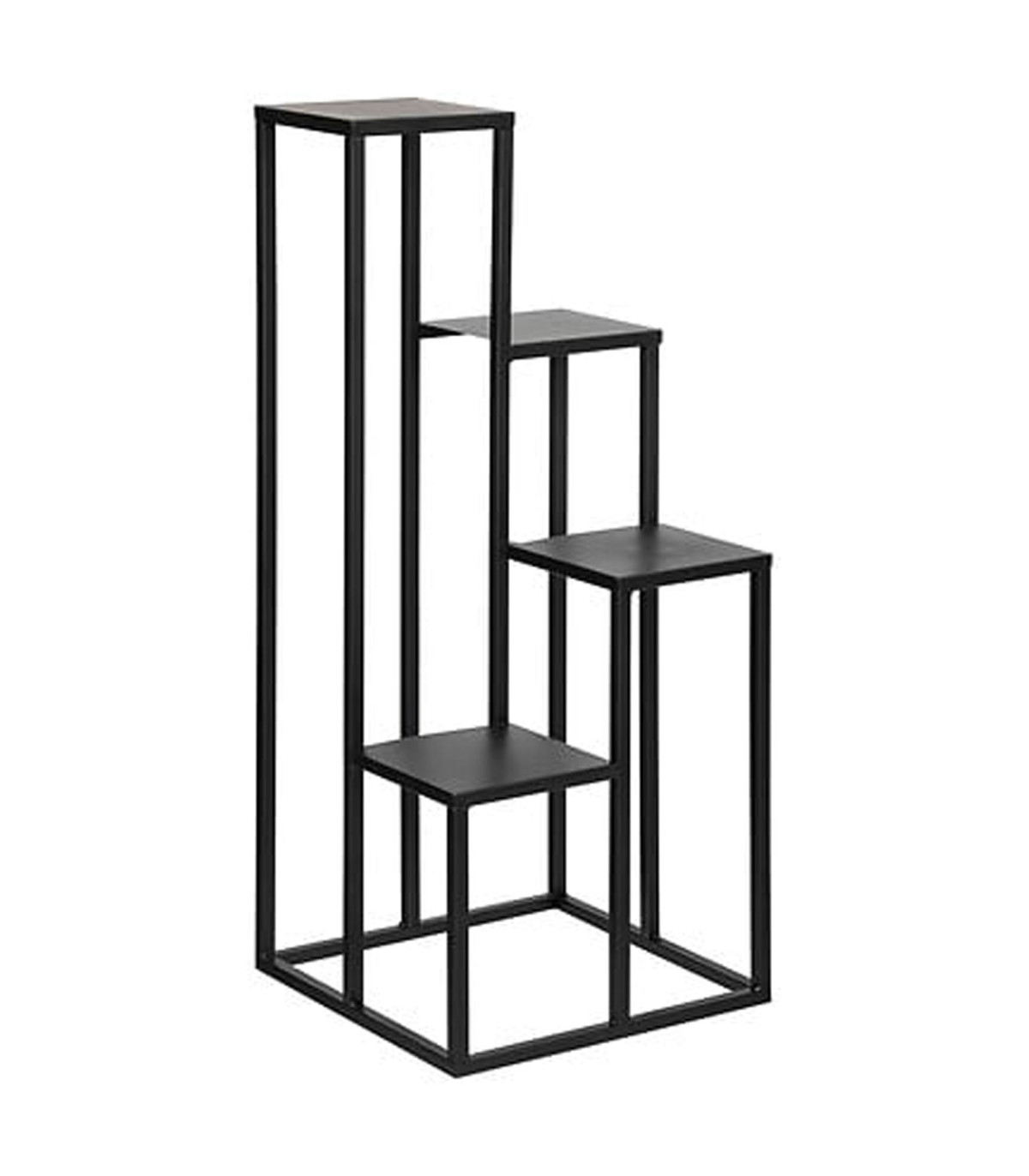 wadiga Support pots plantes étagé en métal noir 36x36x87cm