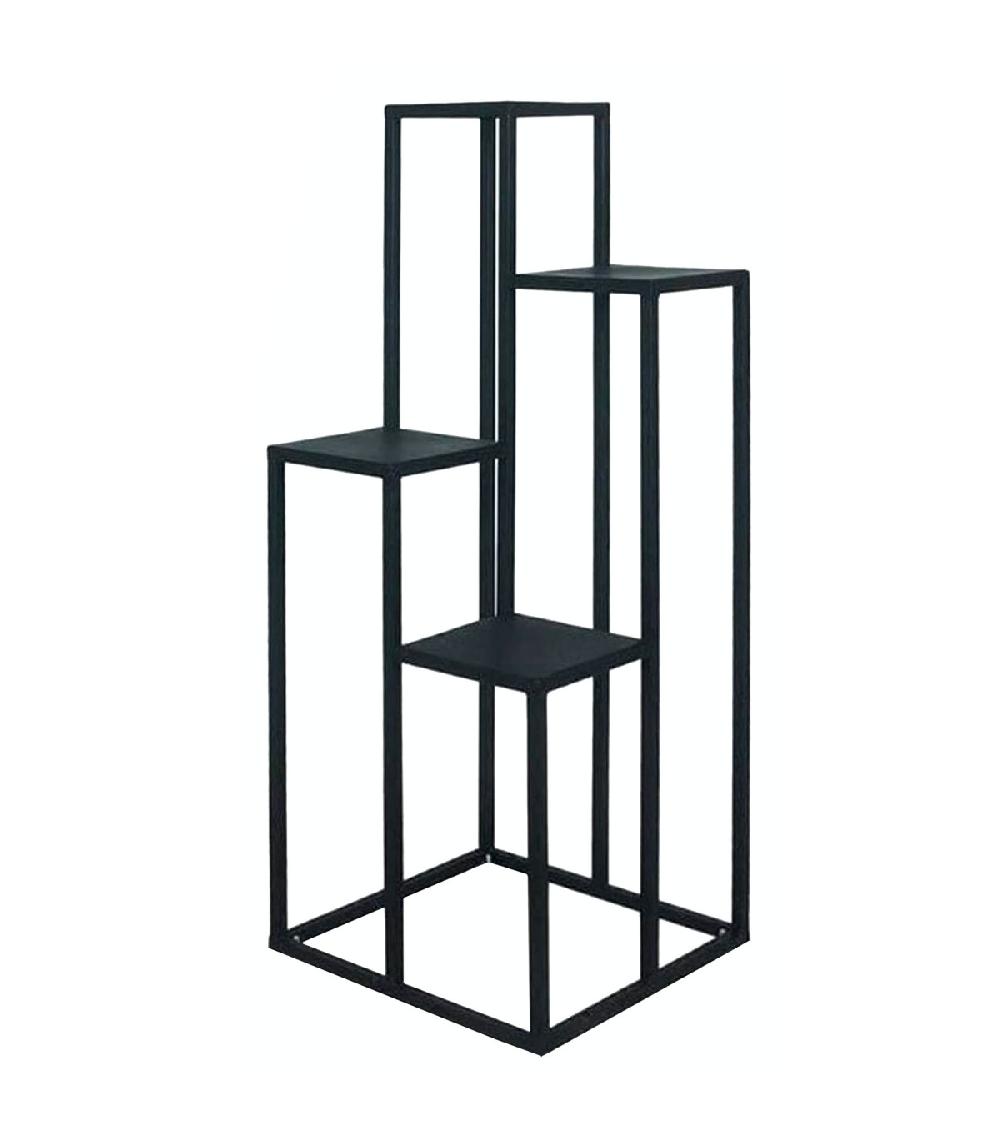 wadiga Support pots plantes étagé en métal noir 48x48x132cm