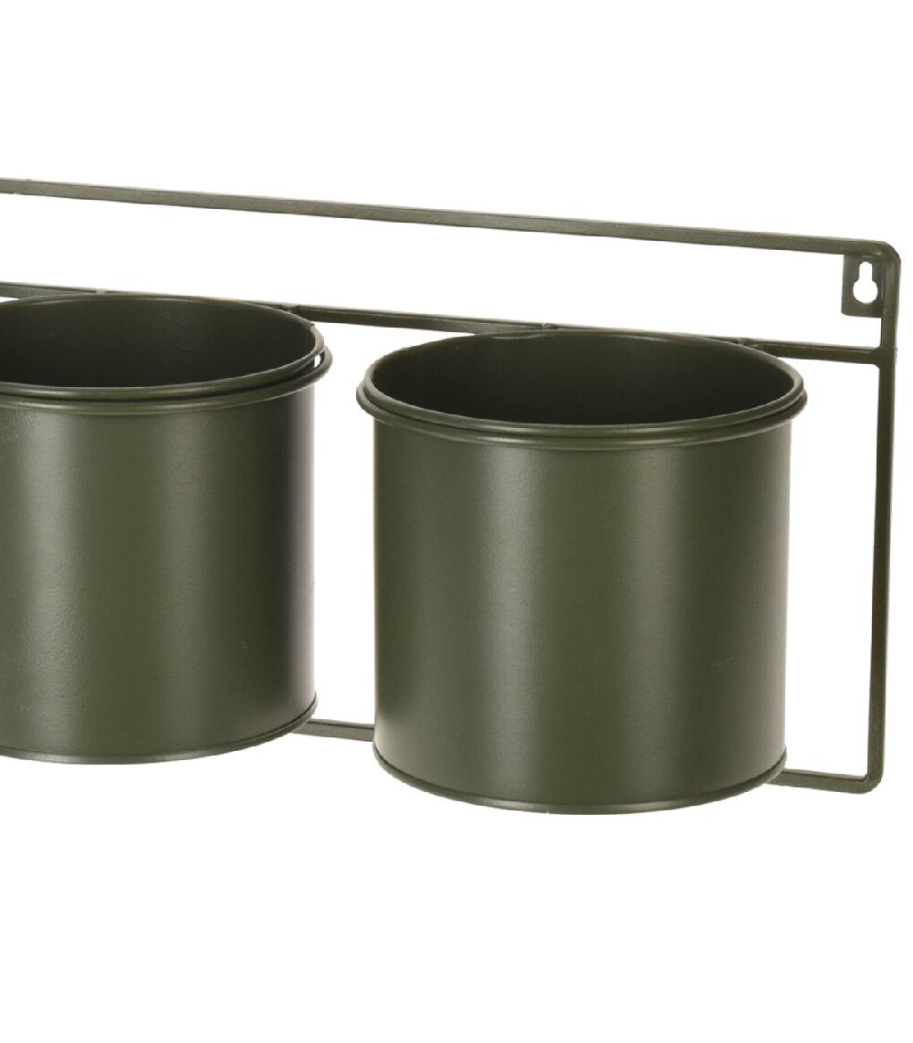 Wadiga Support Pots Plantes Mural En Métal Vert 3 Pots