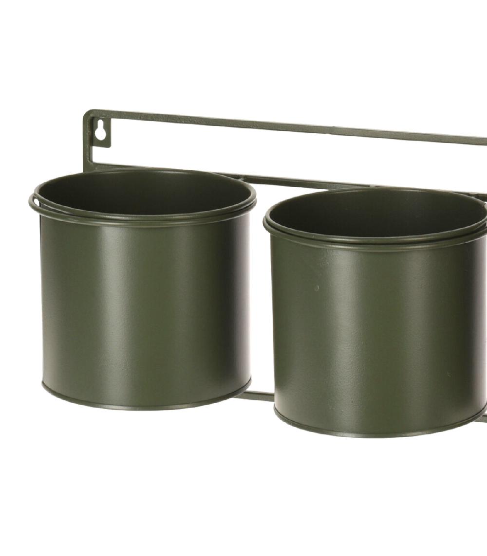 Wadiga Support Pots Plantes Mural En Métal Vert 3 Pots