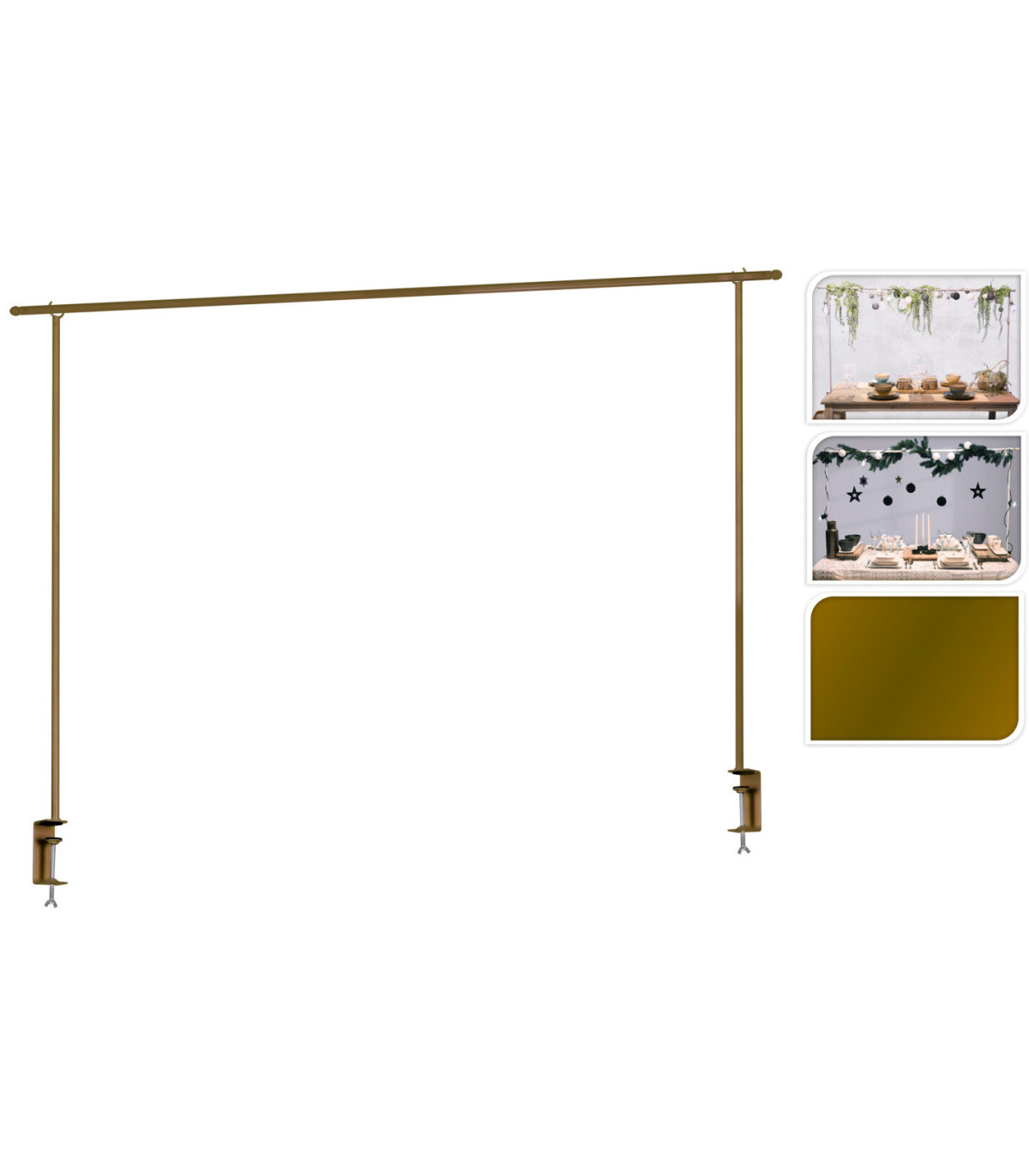 wadiga Support pour décoration de table métal doré - 135 à 250cm