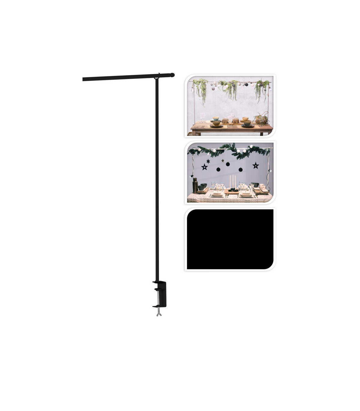 Wadiga Support Pour Décoration De Table Métal Noir - 135 à 250cm